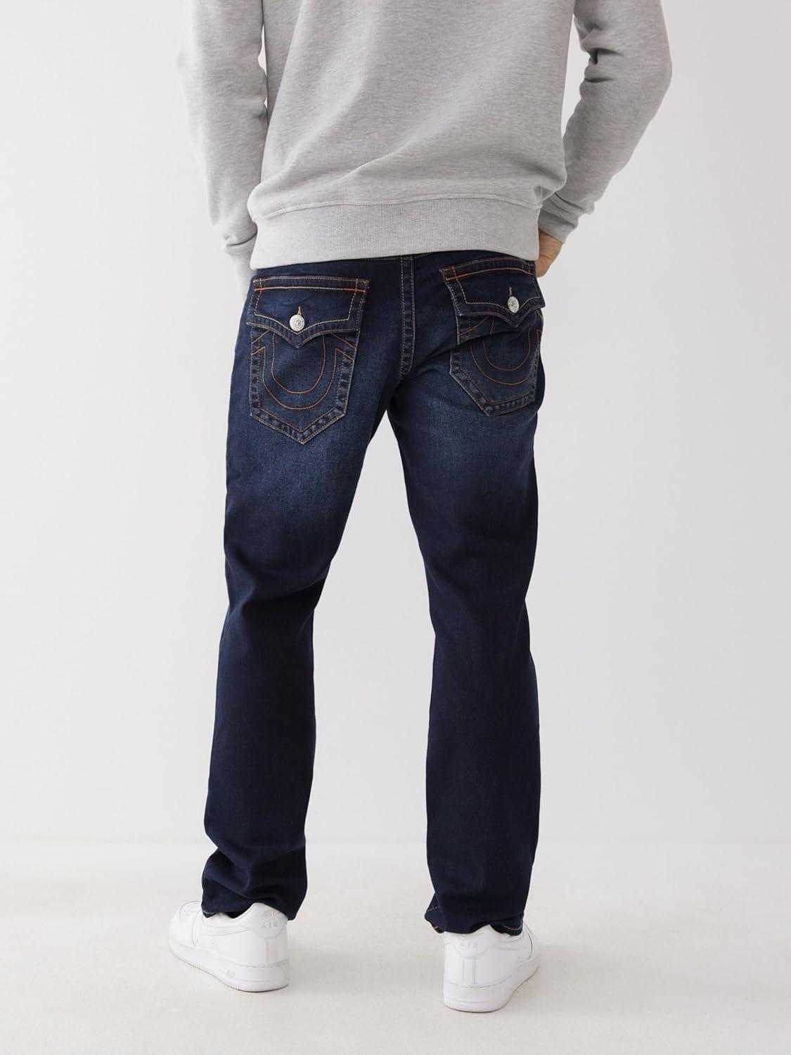imageTrue Religion Mens Ricky Straight Leg Jeans with Back Flap Pockets Mens JeansDark Wash Muddy Waters