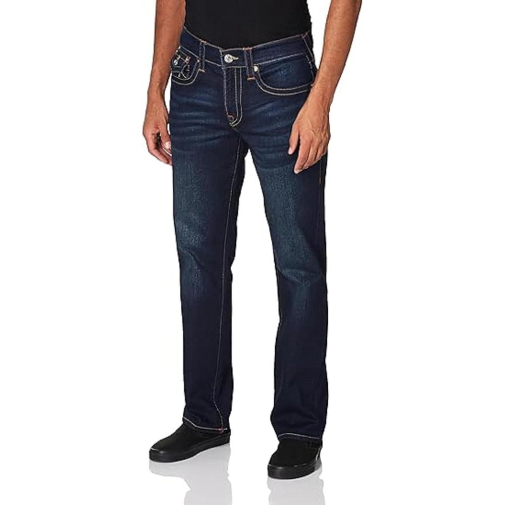 imageTrue Religion Mens Ricky Straight Leg Jeans with Back Flap Pockets Mens JeansDark Wash Muddy Waters