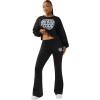 True Religion Women’s Washed Heritage Bootcut Pants – Mid-Rise, Red Stitching, Flare Fit(Jet Black)