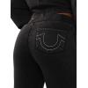 True Religion Women’s Washed Heritage Bootcut Pants – Mid-Rise, Red Stitching, Flare Fit(Jet Black)