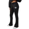 True Religion Women’s Washed Heritage Bootcut Pants – Mid-Rise, Red Stitching, Flare Fit(Jet Black)