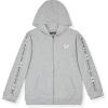 True Religion Boys 3 Piece Fleece Jogger Sets – Complete Hoodie, Tee & Sweatpants Outfit for Everyday Style(Grey Heather-red)