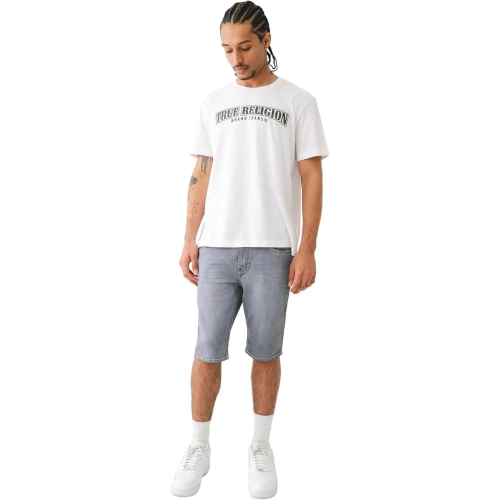 imageTrue Religion Mens Rocco Super T Short Flap 12 OverdyeEsplanade Gardens Grey Wash