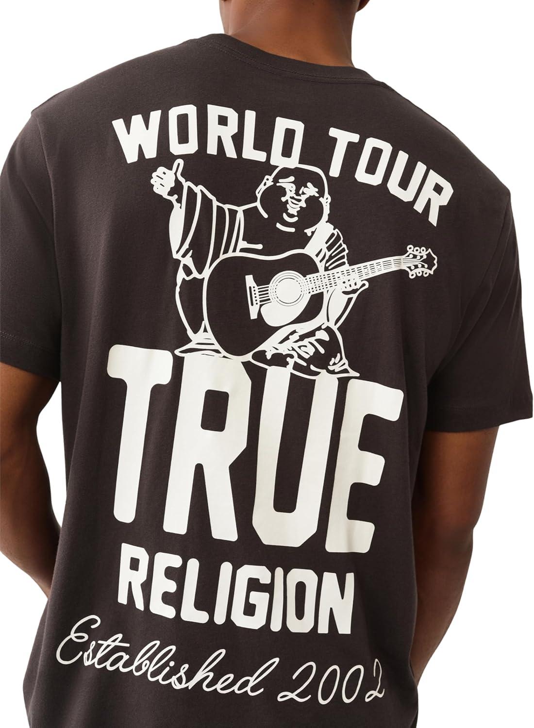 imageTrue Religion Mens Patch Buddha Tee Short Sleeve Crewneck Graphic TShirtDark BrownKalamata