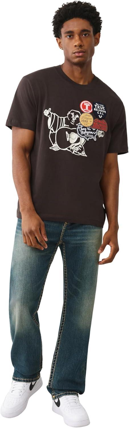 imageTrue Religion Mens Patch Buddha Tee Short Sleeve Crewneck Graphic TShirtDark BrownKalamata