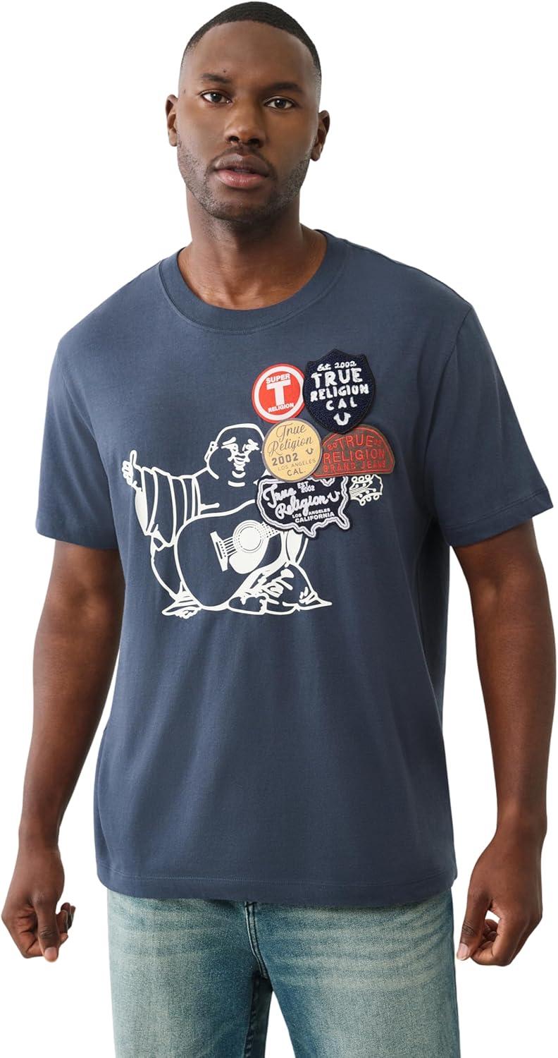 imageTrue Religion Mens Patch Buddha Tee Short Sleeve Crewneck Graphic TShirtMidnight Navy