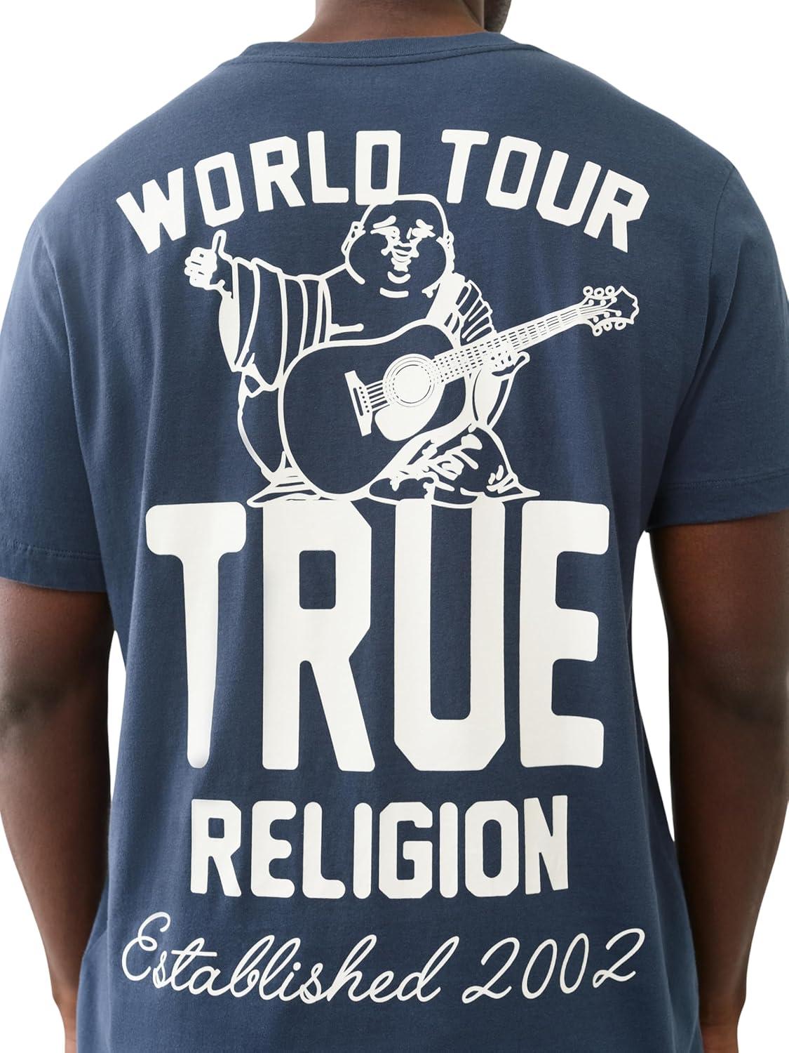 imageTrue Religion Mens Patch Buddha Tee Short Sleeve Crewneck Graphic TShirtMidnight Navy