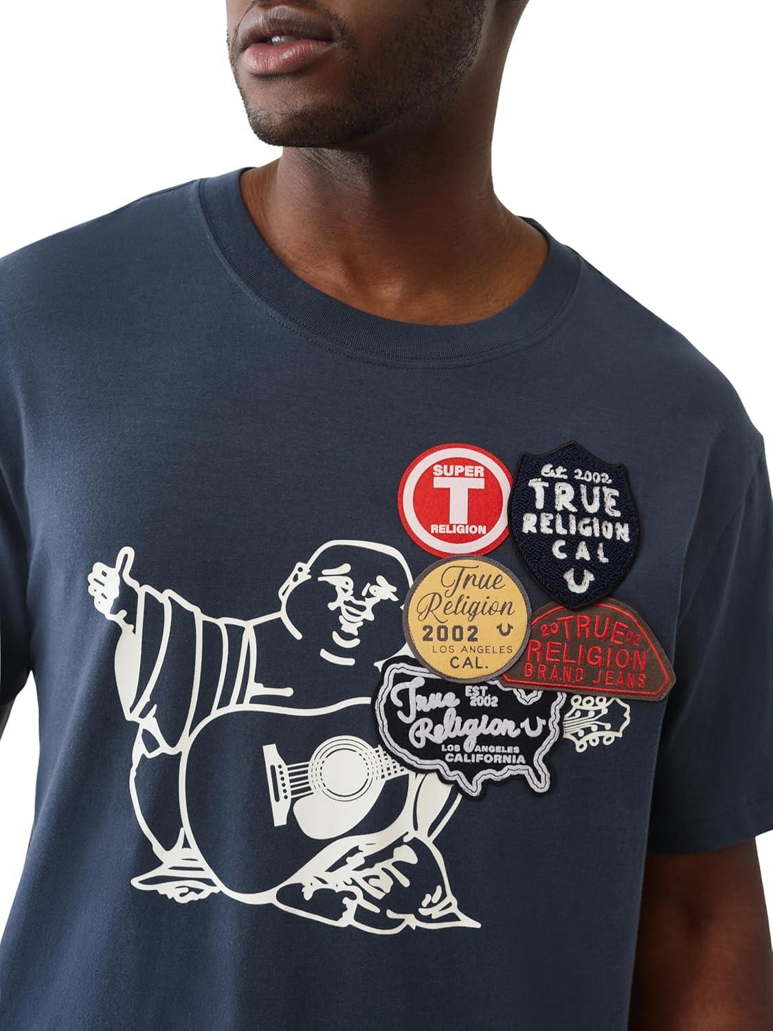 imageTrue Religion Mens Patch Buddha Tee Short Sleeve Crewneck Graphic TShirtMidnight Navy