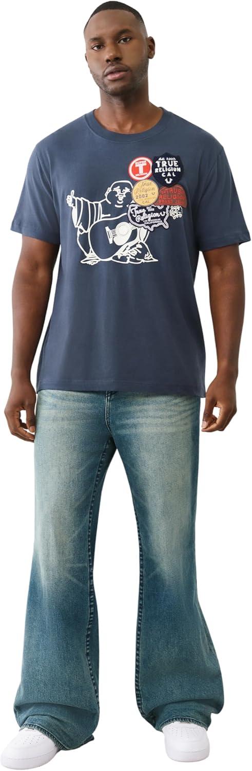 imageTrue Religion Mens Patch Buddha Tee Short Sleeve Crewneck Graphic TShirtMidnight Navy
