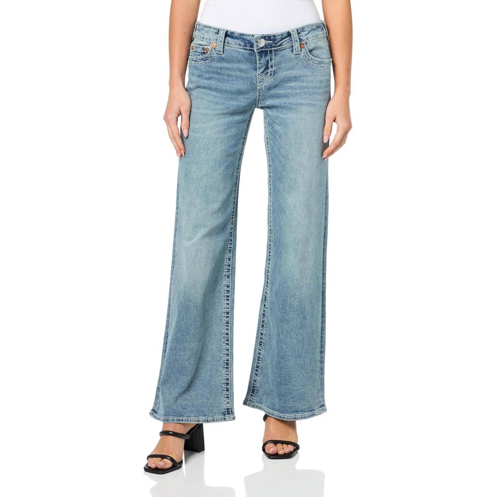 imageTrue Religion Womens Bobbi Low Rise Baggy Jeans Big T Flap Pockets amp Relaxed FitVocal Harmony