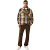 True Religion Men’s LS Stitch Plaid Big T Western Cropped Shirt – Long Sleeve Button(Brown Red Tan)