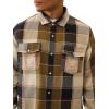True Religion Men’s LS Stitch Plaid Big T Western Cropped Shirt – Long Sleeve Button(Brown Red Tan)