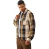 True Religion Men’s LS Stitch Plaid Big T Western Cropped Shirt – Long Sleeve Button(Brown Red Tan)