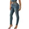 True Religion Women’s Jennie Mid-Rise Skinny Flap Jeans – Super T Stitch Denim(Twilight Spark)
