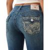 True Religion Women’s Money Emb Jennie Mr Skinny Jeans – Skinny Fit with Big T Flap & Embroidery(Frosty Morn)