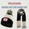 True Religion womens True Religion Beanie Hat and Scarf Set, Winter Cuffed Knit Cap With Pom and Stadium Style Scarf(Black)