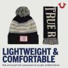 True Religion womens True Religion Beanie Hat and Scarf Set, Winter Cuffed Knit Cap With Pom and Stadium Style Scarf(Black)