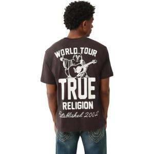 True Religion Men’s Patch Buddha Tee – Short Sleeve Crewneck Graphic T-Shirt(Dark Brown/Kalamata)