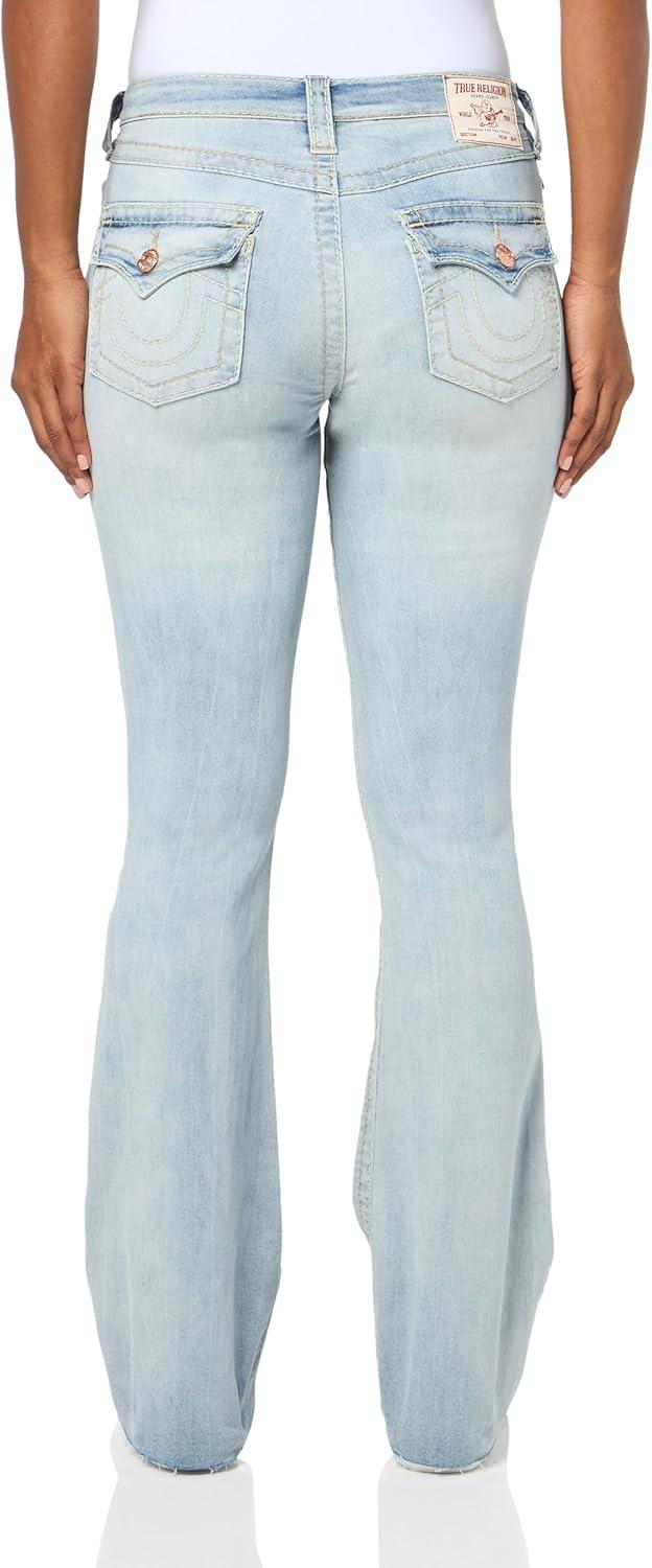 imageTrue Religion Womens Becca MidRise Bootcut Jeans Flap Pockets amp Big T StitchingLa Jolla