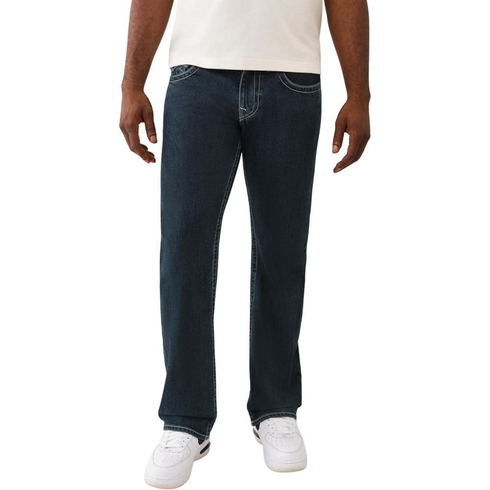 imageTrue Religion Mens Billy SN Flap Jeans Straight Leg Denim with Back Flap PocketsWarm Hearth Rinse