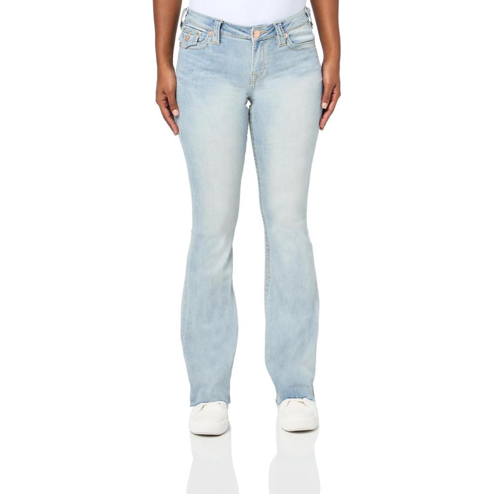 imageTrue Religion Womens Becca MidRise Bootcut Jeans Flap Pockets amp Big T StitchingLa Jolla