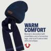 True Religion womens True Religion Beanie Hat and Scarf Set, Ribbed Long Winter Knit Cap and Scarf With End Stripes(Navy)