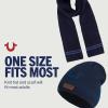 True Religion womens True Religion Beanie Hat and Scarf Set, Ribbed Long Winter Knit Cap and Scarf With End Stripes(Navy)