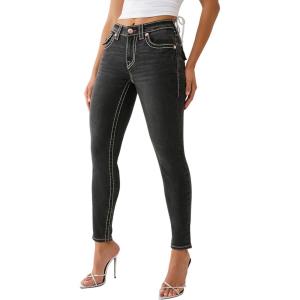 True Religion Women’s Jennie Mid Rise Skinny Jeans – Big T Stitching & Flap Back Pockets(Harmony Night)