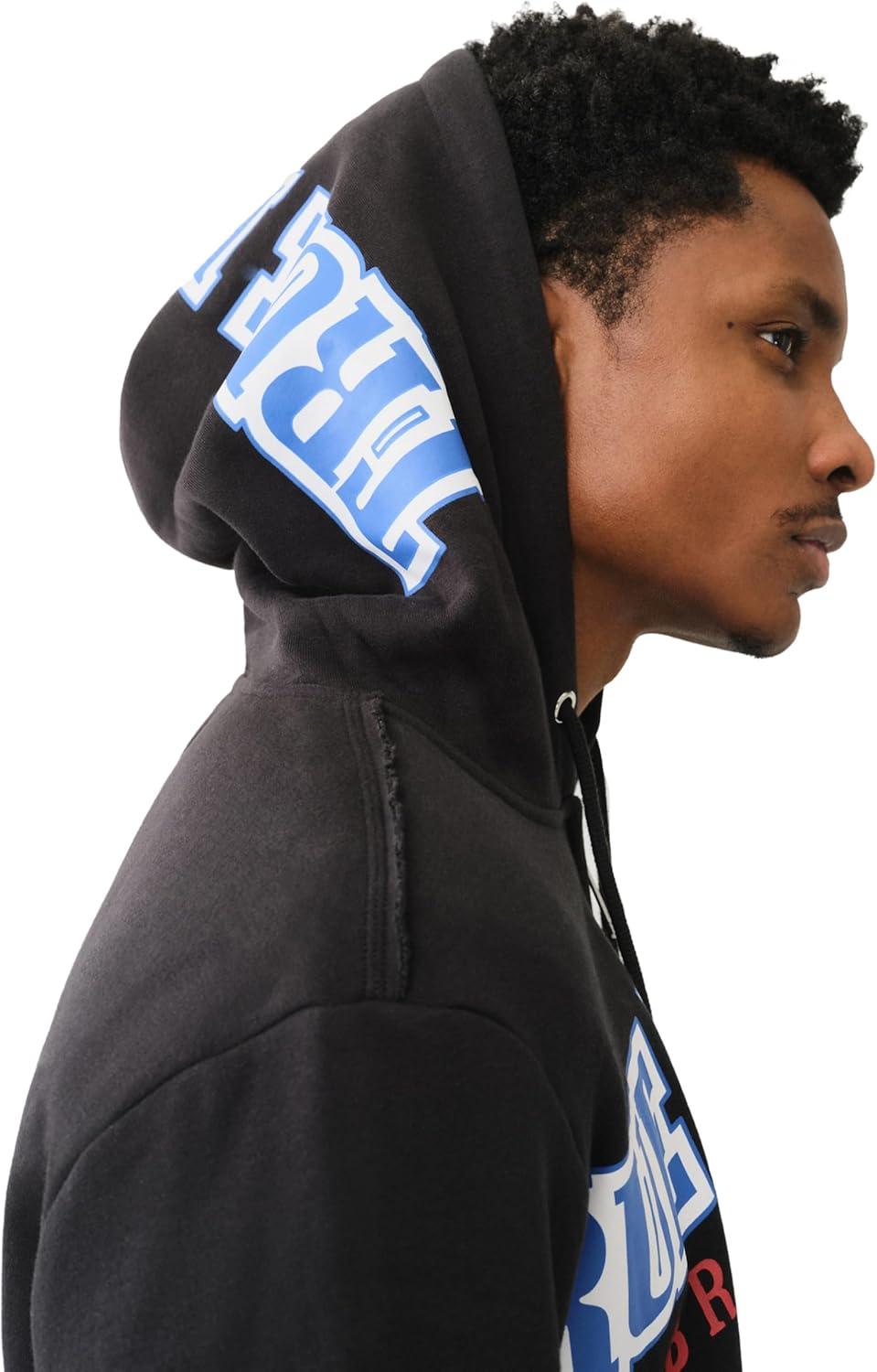 imageTrue Religion Mens Raw Exaggerated Icon Zip Up HoodieJet Black