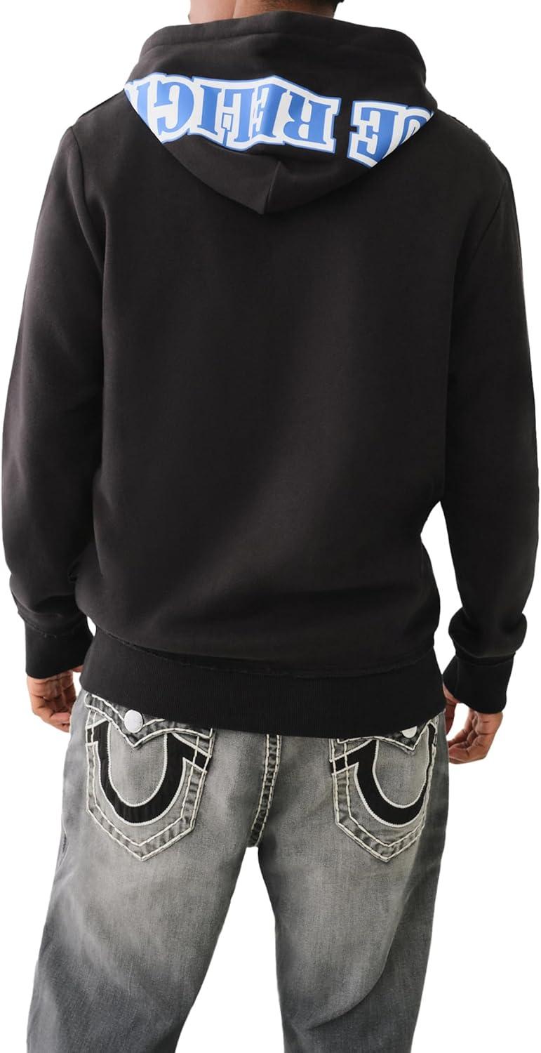 imageTrue Religion Mens Raw Exaggerated Icon Zip Up HoodieJet Black