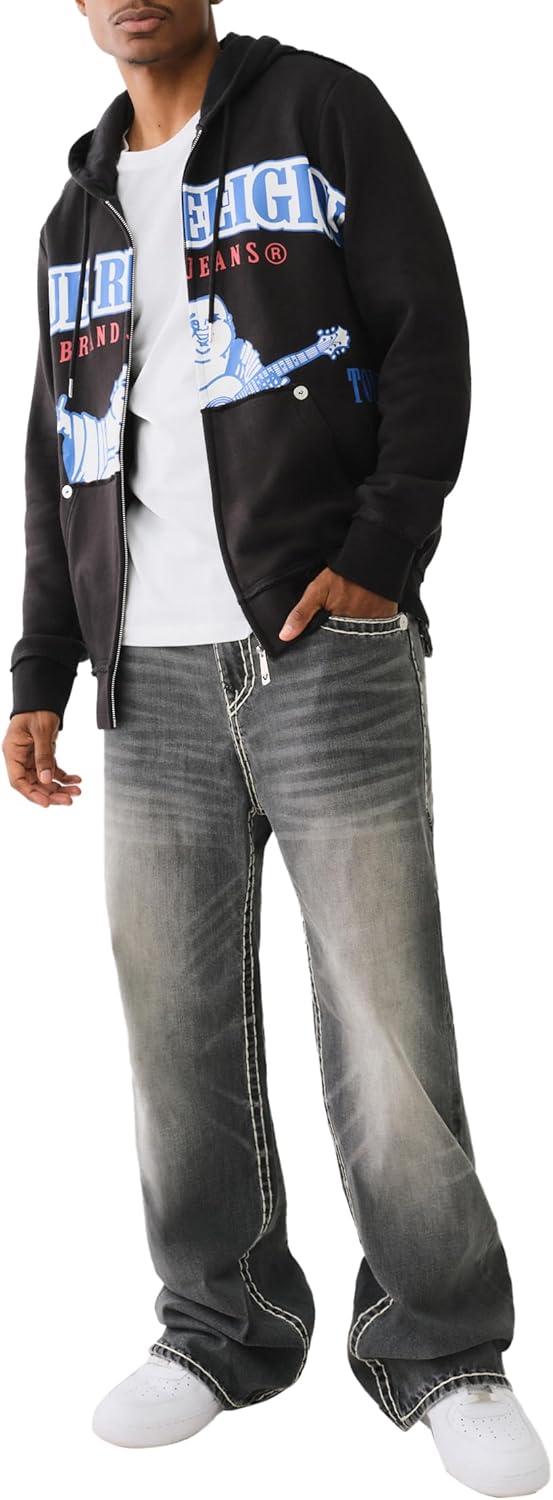 imageTrue Religion Mens Raw Exaggerated Icon Zip Up HoodieJet Black
