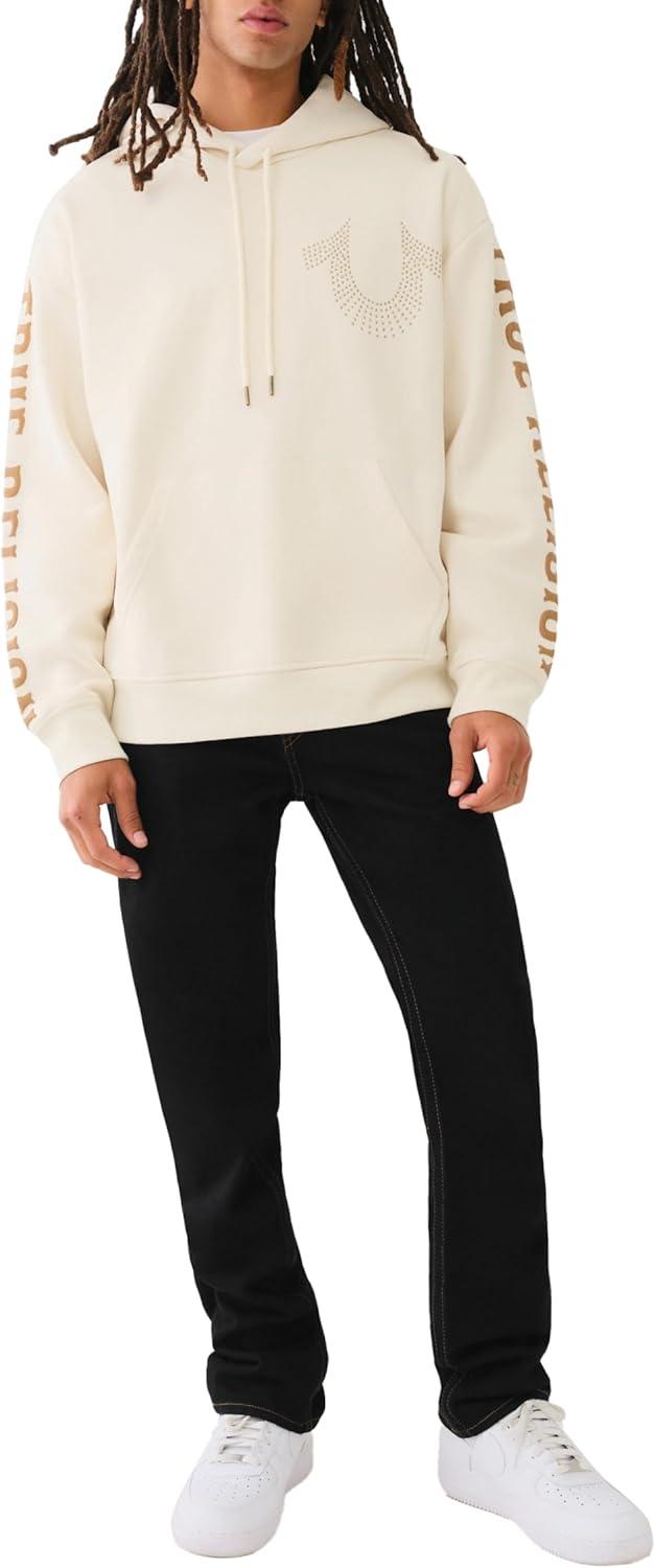 imageTrue Religion Mens Relaxed Studded Pullover HoodieWinter White