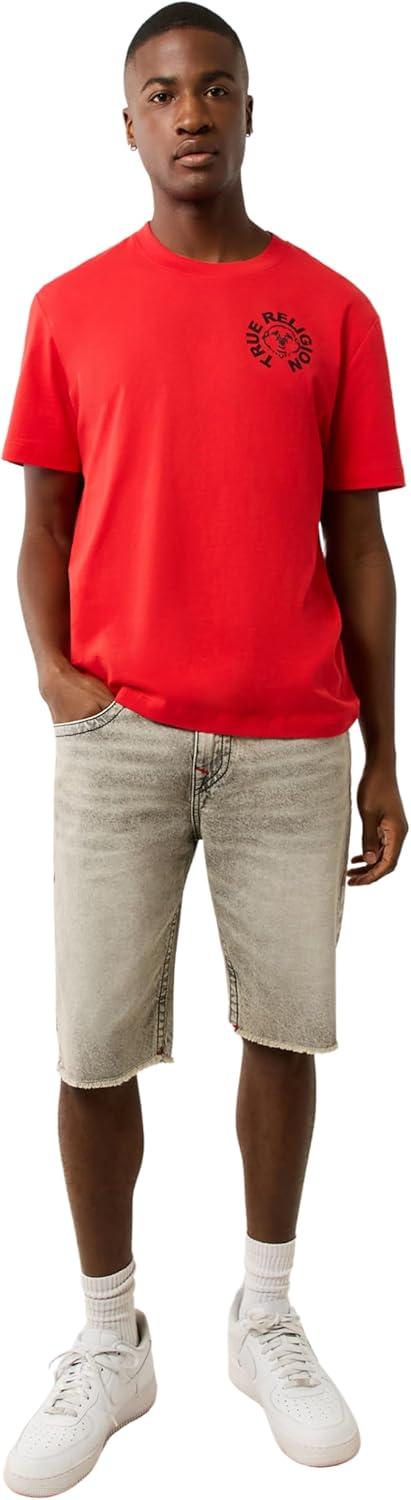 imageTrue Religion Mens Ricky SN Flap Short Fray Hem Denim Shorts with Flap Pockets and Distressed Hem Rebel Trail Grey Wash Size 42