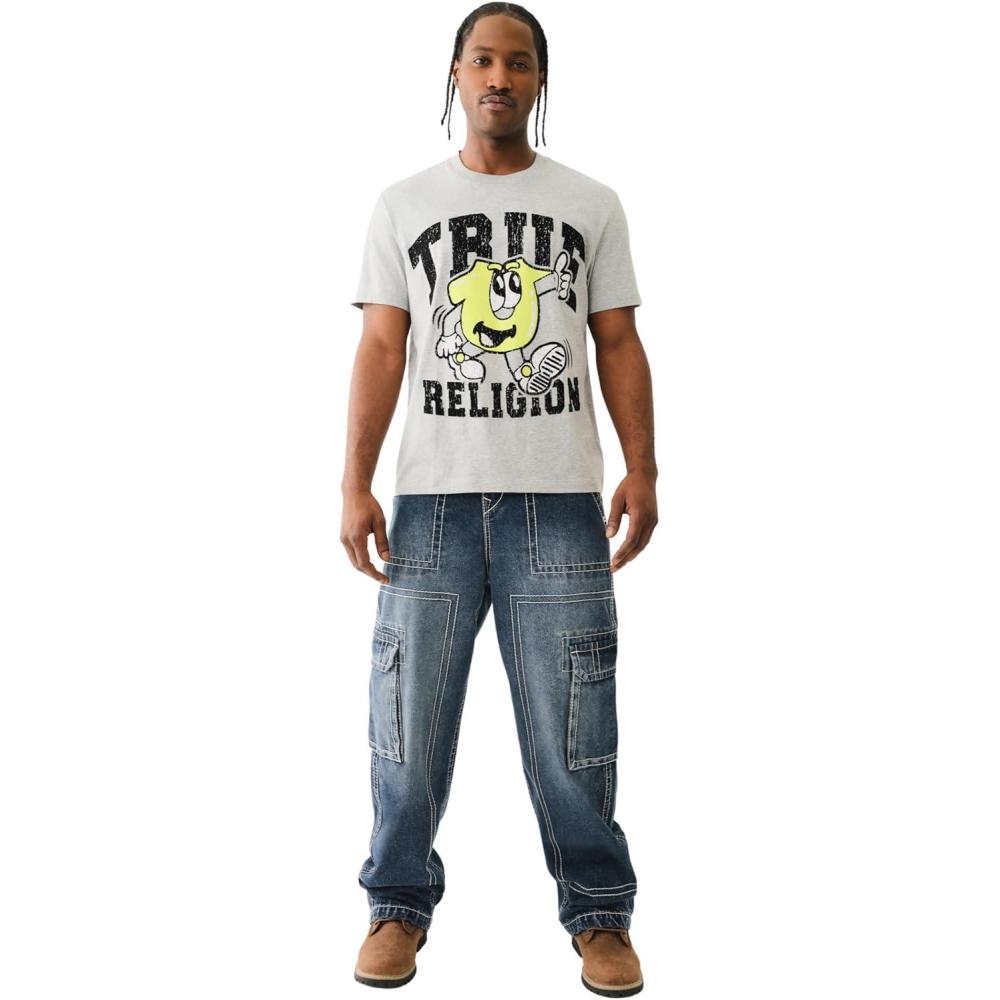 imageTrue Religion Mens Denim Big T Cargo Pants with Signature StitchingDark Rebel Race Wash