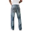 True Religion Mens Billy Double Raised Super T Flap Boot Cut Jean(Llano Medium Wash)
