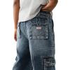 True Religion Men’s Denim Big T Cargo Pants with Signature Stitching(Dark Rebel Race Wash)