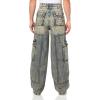 True Religion Men’s Denim Big T Cargo Pants with Signature Stitching(Elizabeth St Mediym Wash)