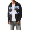 True Religion Men’s Raw Exaggerated Icon Zip Up Hoodie(Jet Black)