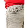 True Religion Men’s Ricky SN Flap Short Fray Hem | Denim Shorts with Flap Pockets and Distressed Hem- Rebel Trail Grey Wash, Size 32