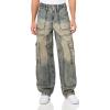 True Religion Men’s Denim Big T Cargo Pants with Signature Stitching(Elizabeth St Mediym Wash)