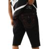 True Religion Men’s Ricky SN Flap Short Fray Hem | Denim Shorts with Flap Pockets and Distressed Hem- Black Rinse, Size 31