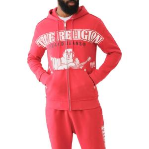 True Religion Men’s Raw Exaggerated Icon Zip Up Hoodie(Jr-v Red)