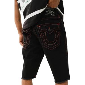 True Religion Men’s Ricky SN Flap Short Fray Hem | Denim Shorts with Flap Pockets and Distressed Hem- Black Rinse, Size 31