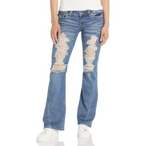 True Religion Womens Joey Low Rise Flare(Light Wash Destroyed)