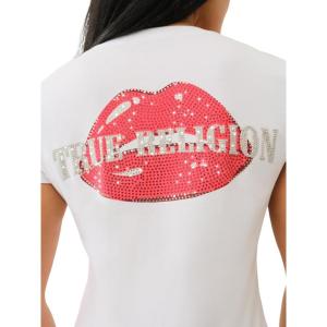 True Religion Women’s Crystal Lips V-Neck Tee Casual T-Shirt