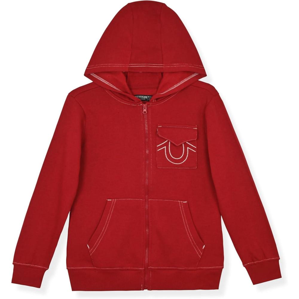 imageTrue Religion Boys Fleece Hoodies Premium Zip Front amp Pullover Sweatshirts Stylish Design amp ComfortRed Dahlia Zip