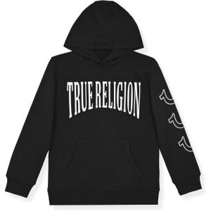 True Religion Boys Fleece Hoodies – Premium Zip Front & Pullover Sweatshirts, Stylish Design & Comfort(Black Pullover)