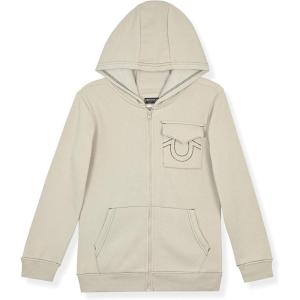 True Religion Boys Fleece Hoodies – Premium Zip Front & Pullover Sweatshirts, Stylish Design & Comfort(Stone Black Zip)
