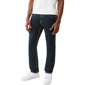 True Religion Men’s Rocco Super T Flap Jean 32″ – Subtle Bleach Wash, Super T Stitching, Horseshoe Detailing