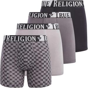 True Religion Mens Underwear 4 Pack Stretch Modal Boxer Briefs for Men(Black/Grey)